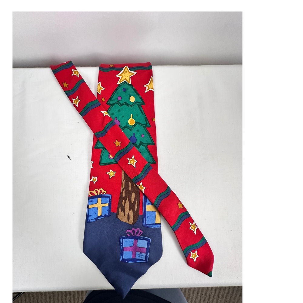 Save the Children Christmas Tree Necktie Holiday Novelty‎ Silk USA Made